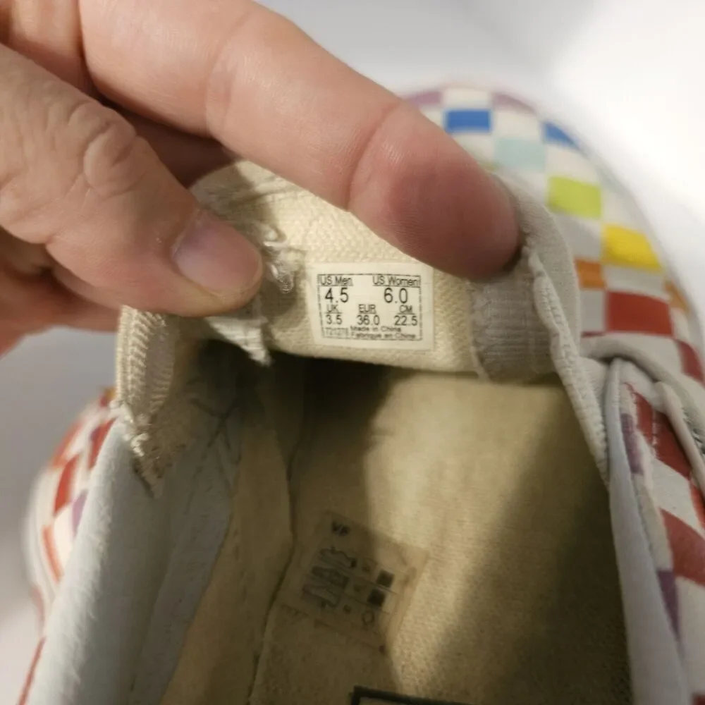 Rainbow Checkered Vans Unisex Mens 4.5 Women’s 6 Preowned